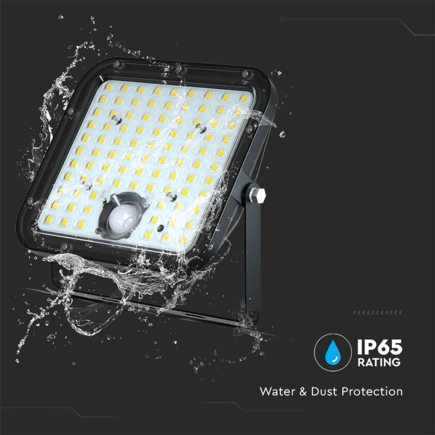 LED Solarni reflektor s senzorjem LED/30W/6,4V 6400K 6000 mAh + Daljinski upravljalnik