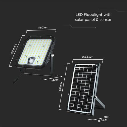 LED Solarni reflektor s senzorjem LED/30W/6,4V 6400K 6000 mAh + Daljinski upravljalnik
