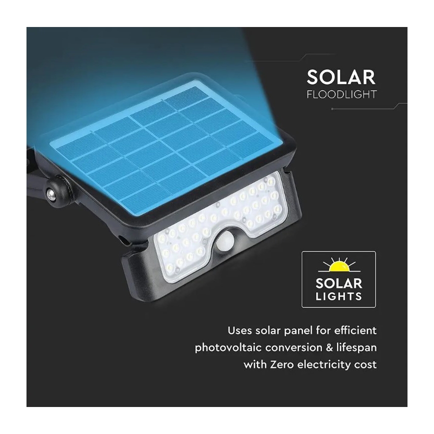 LED Solarni reflektor s senzorjem LED/5W/3,7V IP65 4000K 3000 mAh