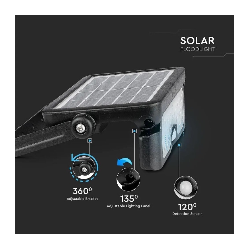 LED Solarni reflektor s senzorjem LED/5W/3,7V IP65 4000K 3000 mAh