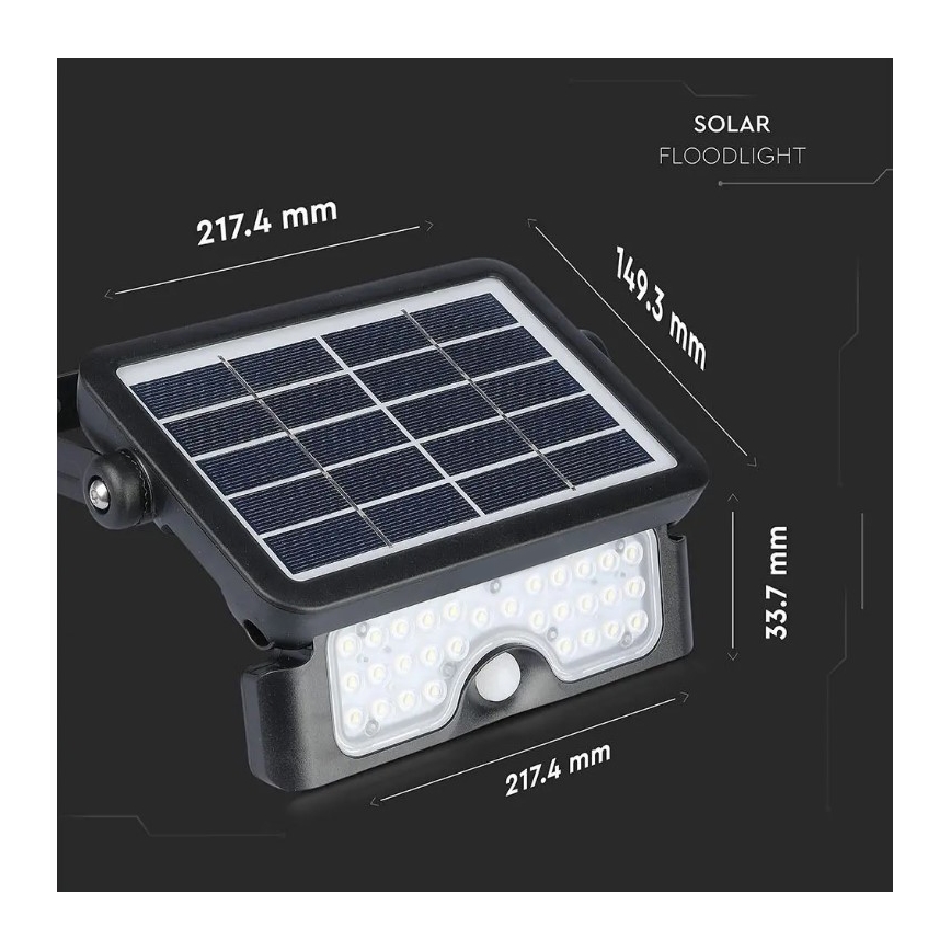 LED Solarni reflektor s senzorjem LED/5W/3,7V IP65 4000K 3000 mAh