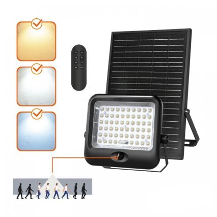LED sončni reflektor s senzorjem MHCS LED/20W/3,2V 3000/4000/6500K IP65 10000 mAh + daljinski upravljalnik