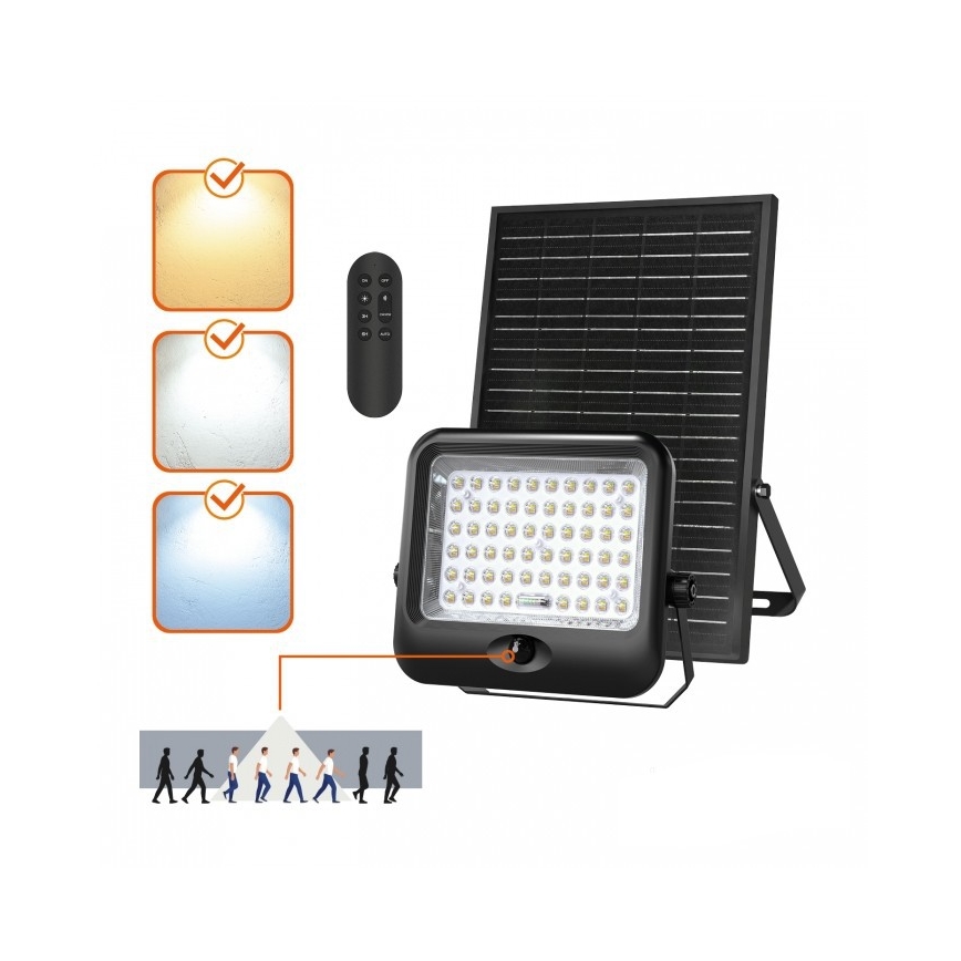 LED sončni reflektor s senzorjem MHCS LED/20W/3,2V 3000/4000/6500K IP65 10000 mAh + daljinski upravljalnik
