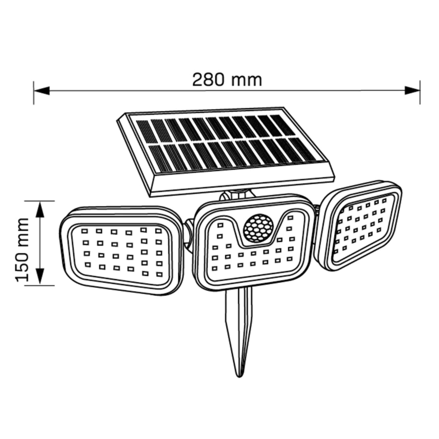 LED Solarni reflektor s senzorjem TRIO LED/0,6W/3,7V 1200 mAh IP44
