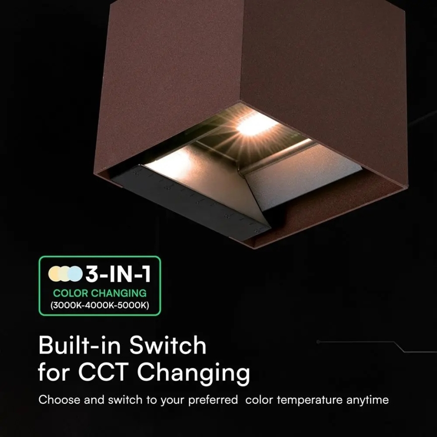 LED sončna stenska svetilka s senzorjem LED/9W/3,7V 3000/4000/5000K IP65 2600 mAh rjava