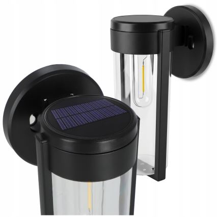 LED sončna stenska svetilka LED/1W/3,7V 500 mAh IP65 črna