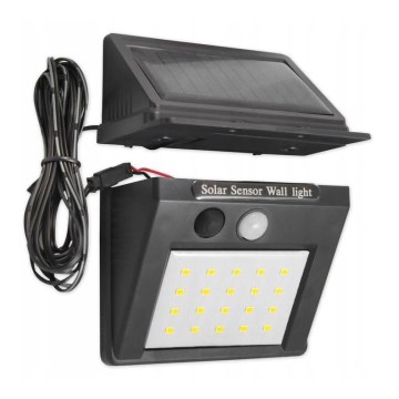 LED sončna stenska svetilka s senzorjem in zunanjim panelom LED/0,55W/3,7V 1200 mAh IP65