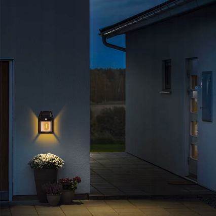 LED sončna stenska svetilka s senzorjem LED/3,7 V 600 mAh IP44 črna