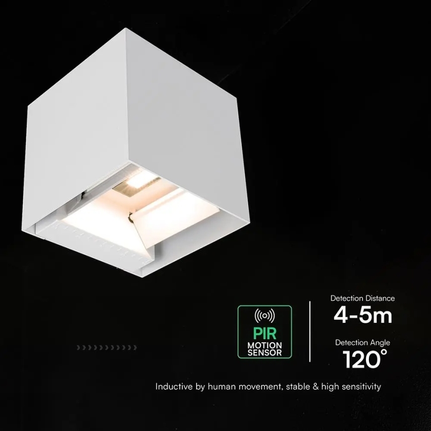 LED solarna stenska svetilka s senzorjem LED/9W/3,7V 3000/4000/5000K IP65 2600 mAh bela