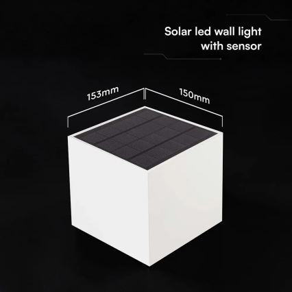 LED solarna stenska svetilka s senzorjem LED/9W/3,7V 3000/4000/5000K IP65 2600 mAh bela