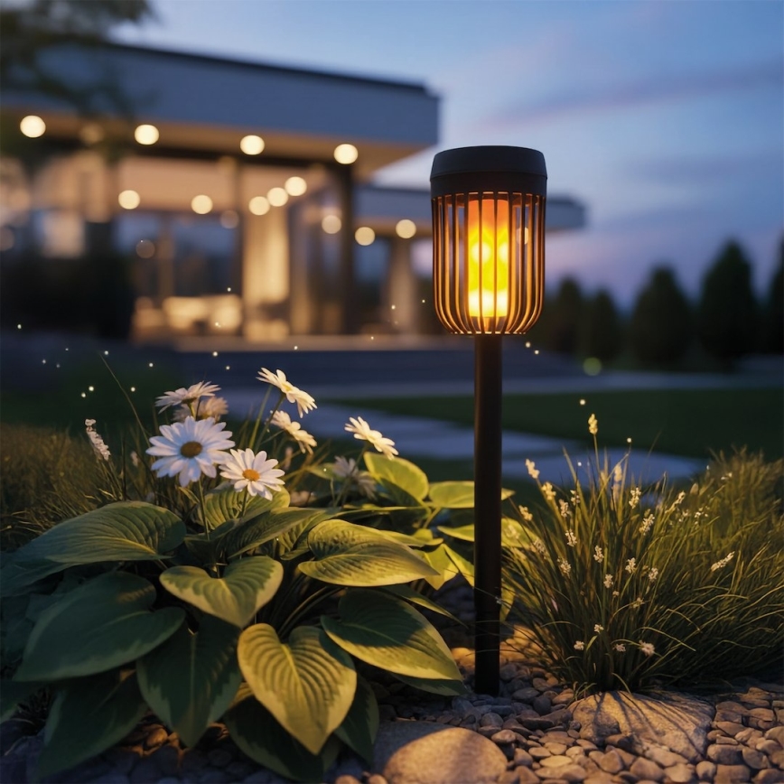 LED sončna svetilka FLAME LED/1,2V 100 mAh 1800K 37 cm IP44 črna