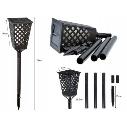 LED sončna svetilka s senzorjem LED/0,6W/5,5V IP65 2000 mAh 107 cm črna