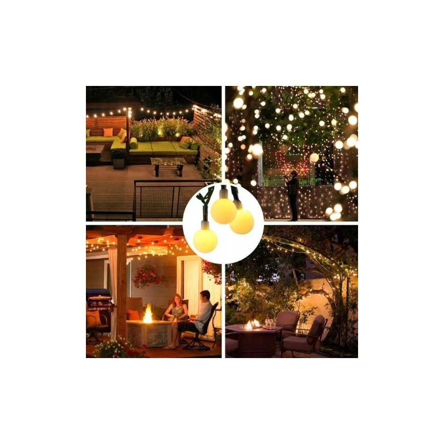 LED sončne dekorativne lučke 30xLED/8 funkcij 500 mAh 6,5 m IP67 topla bela