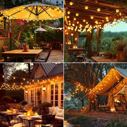 LED sončni dekorativni niz 50xLED/8 načinov 500 mAh 9,5 m IP67 topla bela