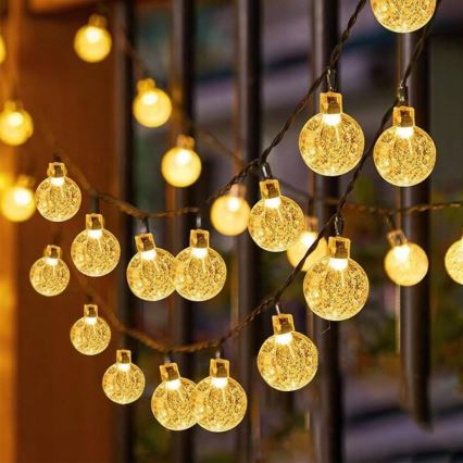 LED sončni dekorativni niz 50xLED/8 načinov 500 mAh 9,5 m IP67 topla bela