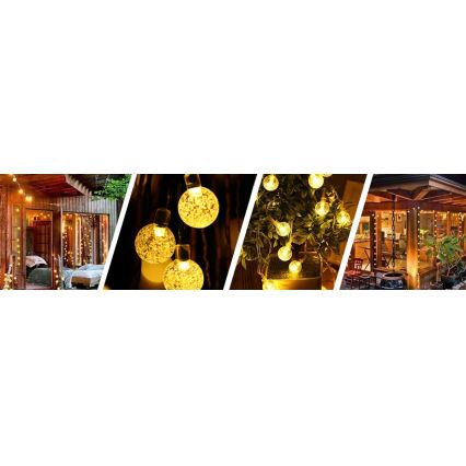 LED sončni dekorativni niz 50xLED/8 načinov 500 mAh 9,5 m IP67 topla bela