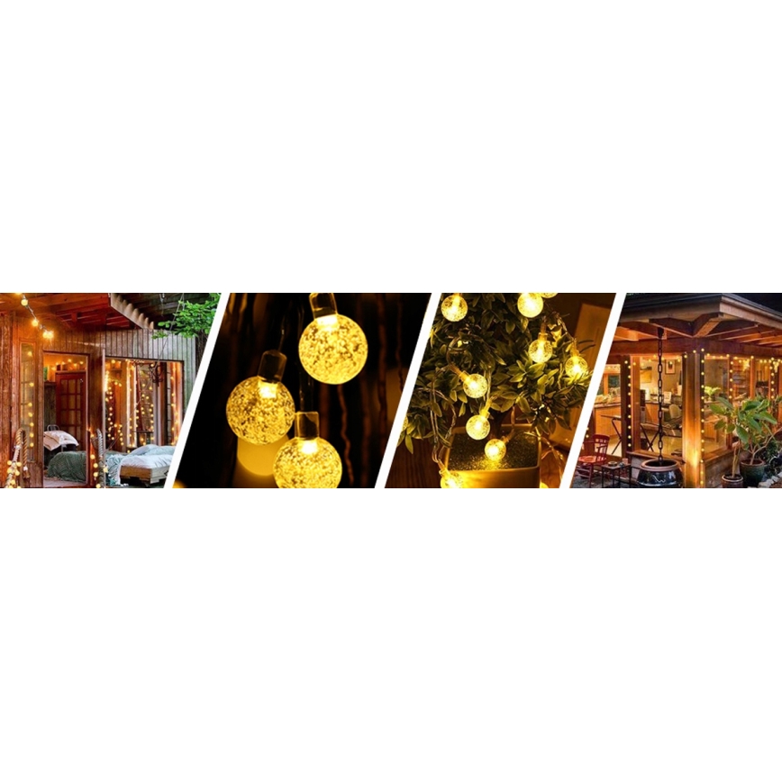 LED sončni dekorativni niz 50xLED/8 načinov 500 mAh 9,5 m IP67 topla bela