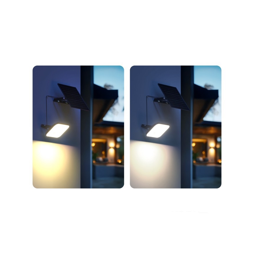 LED zatemnjevalen sončni reflektor s senzorjem LED/10W/3,7V 3000/4000K IP65 3600 mAh + z daljinskim upravljalnikom