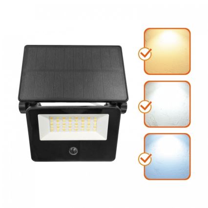 LED solarni reflektor s senzorjem NCS G2 LED/20W/3,7V 3000/4000/6500K IP54 2600 mAh