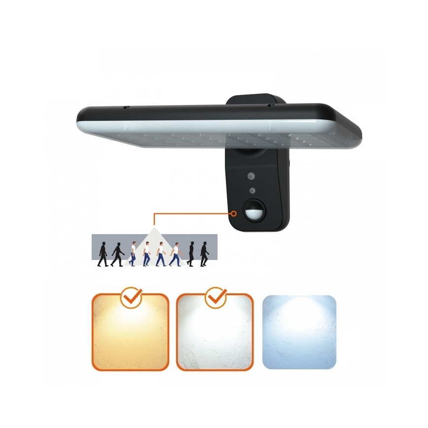 LED solarna stenska svetilka s senzorjem PHOENIX LED/15W/3,2V 3000/4000K IP65 6000 mAh