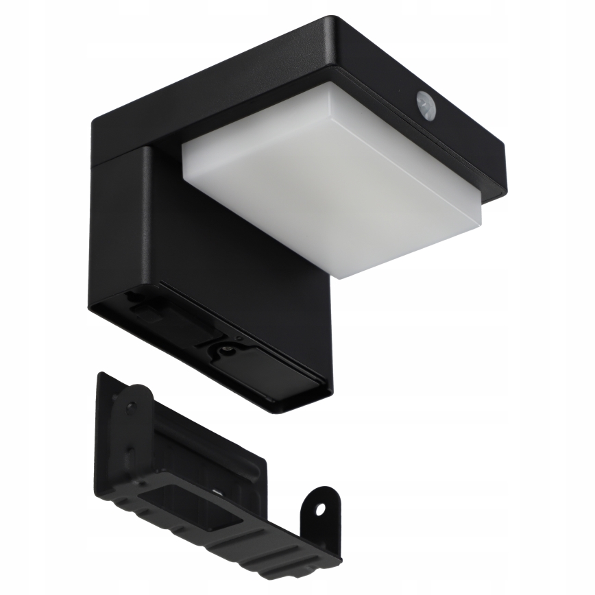 LED sončno stensko svetilo s senzorjem LED/5W/3,7V 2000 mAh IP44 črna
