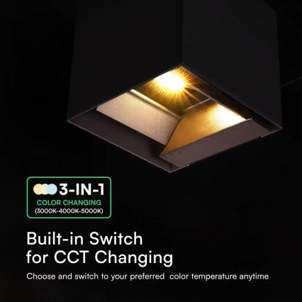 LED solarna stenska svetilka s senzorjem LED/9W/3,7V 3000/4000/5000K IP65 2600 mAh črna