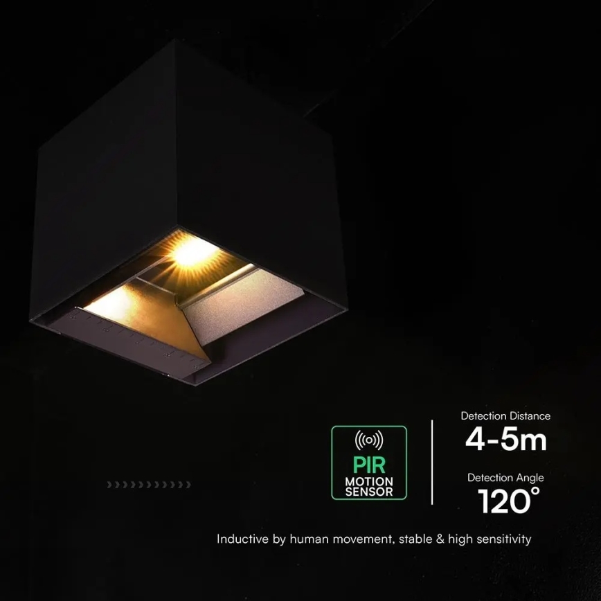 LED solarna stenska svetilka s senzorjem LED/9W/3,7V 3000/4000/5000K IP65 2600 mAh črna