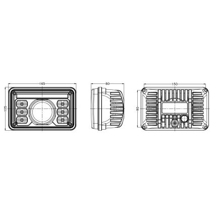 LED sprednja svetilka za traktor LED/69W/10-30V IP69 5700K pravokotna