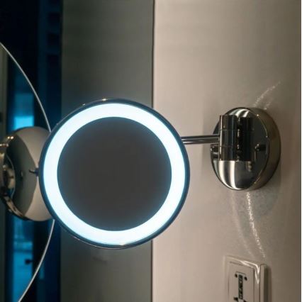 LED Stenska kozmetično ogledalo LED/3W/6V 4xAA IP44