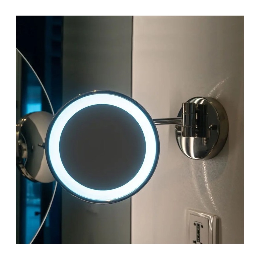 LED Stenska kozmetično ogledalo LED/3W/6V 4xAA IP44