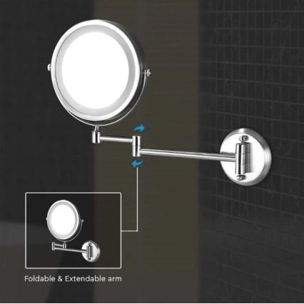 LED Stenska kozmetično ogledalo LED/3W/6V 4xAA IP44