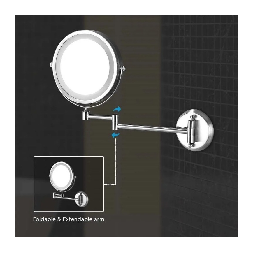 LED Stenska kozmetično ogledalo LED/3W/6V 4xAA IP44