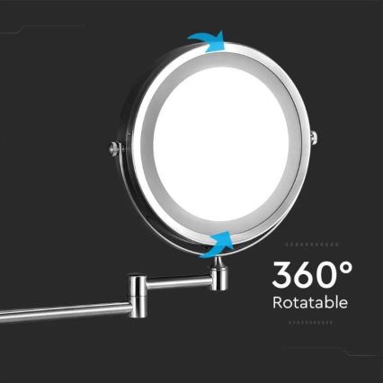 LED Stenska kozmetično ogledalo LED/3W/6V 4xAA IP44
