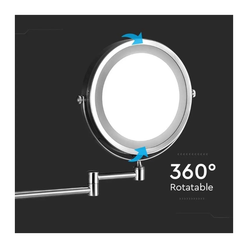 LED Stenska kozmetično ogledalo LED/3W/6V 4xAA IP44