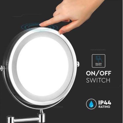 LED Stenska kozmetično ogledalo LED/3W/6V 4xAA IP44
