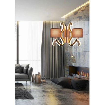 LED Stenska svetilka AMBROSIA 2xE14/40W/230V + LED/12,3W baker