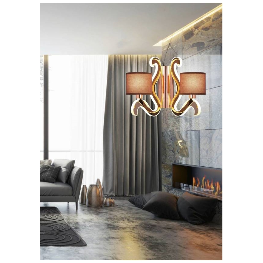 LED Stenska svetilka AMBROSIA 2xE14/40W/230V + LED/12,3W baker