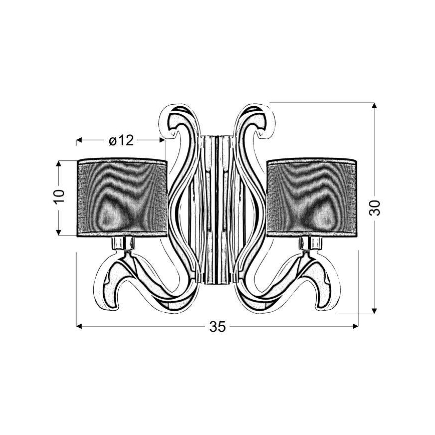 LED Stenska svetilka AMBROSIA 2xE14/40W/230V + LED/12,3W baker