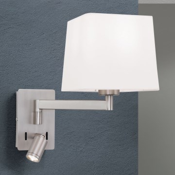 LED Stenska svetilka CARLTON 1xE27/40W/230V + LED/3W bela/mat krom
