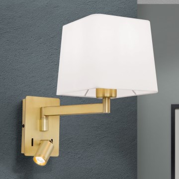 LED Stenska svetilka CARLTON 1xE27/40W/230V + LED/3W bela/zlata