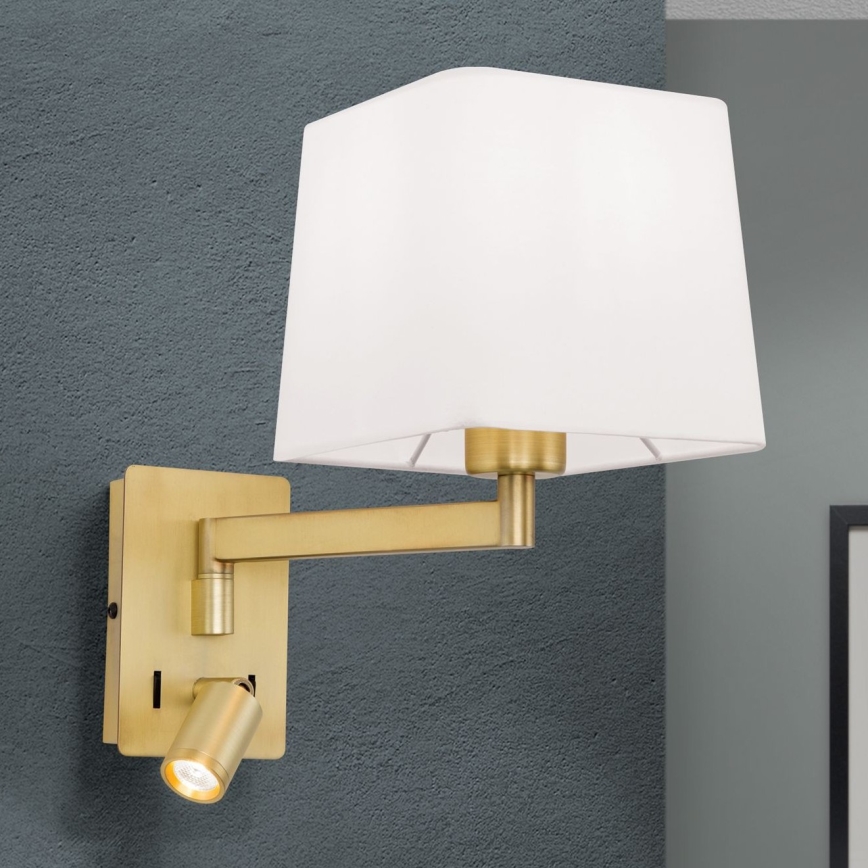 LED Stenska svetilka CARLTON 1xE27/40W/230V + LED/3W bela/zlata