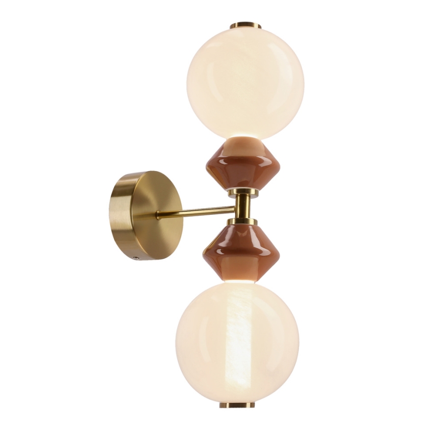 LED stenska svetilka FLORES 2xLED/5W/230V zlata/rjava