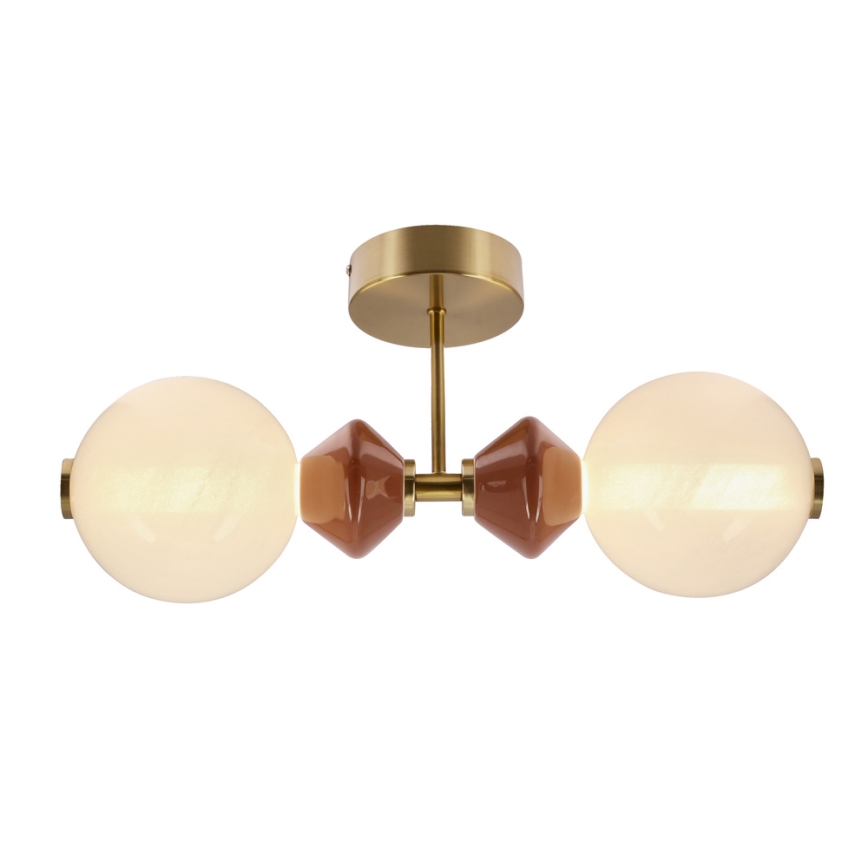 LED stenska svetilka FLORES 2xLED/5W/230V zlata/rjava