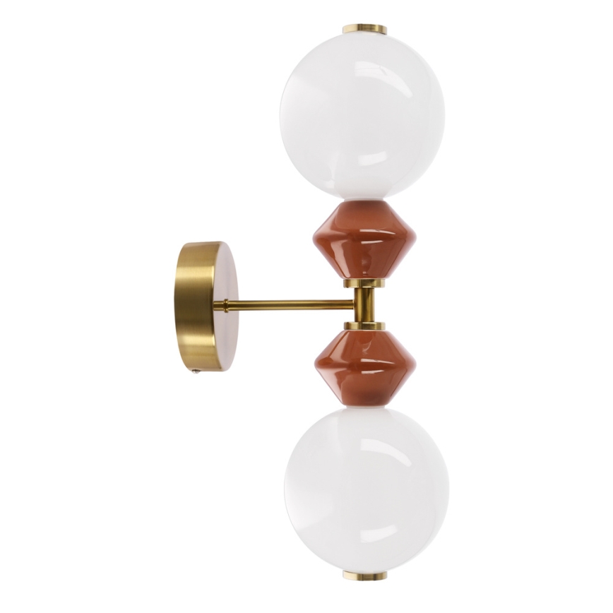 LED stenska svetilka FLORES 2xLED/5W/230V zlata/rjava