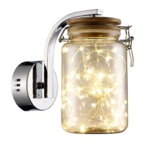 LED Stenska svetilka JAR LED/5W/230V zlata/sijajni krom/les
