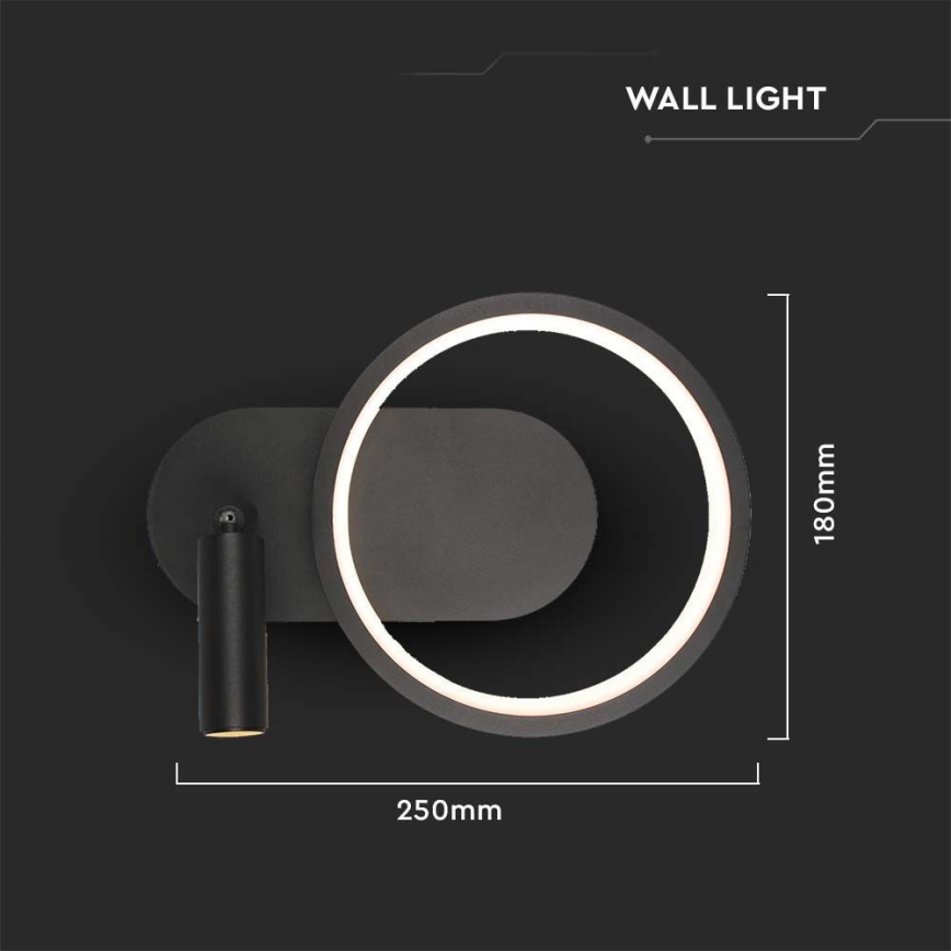 LED Stenska svetilka LED/14W/230V 3000K črna