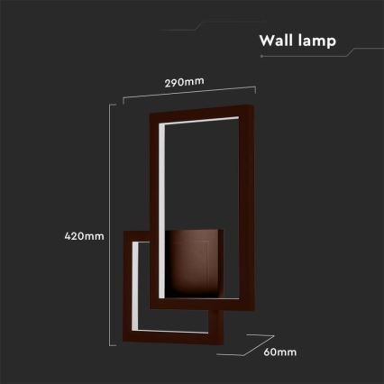 LED Stenska svetilka LED/20W/230V 3000K rjava