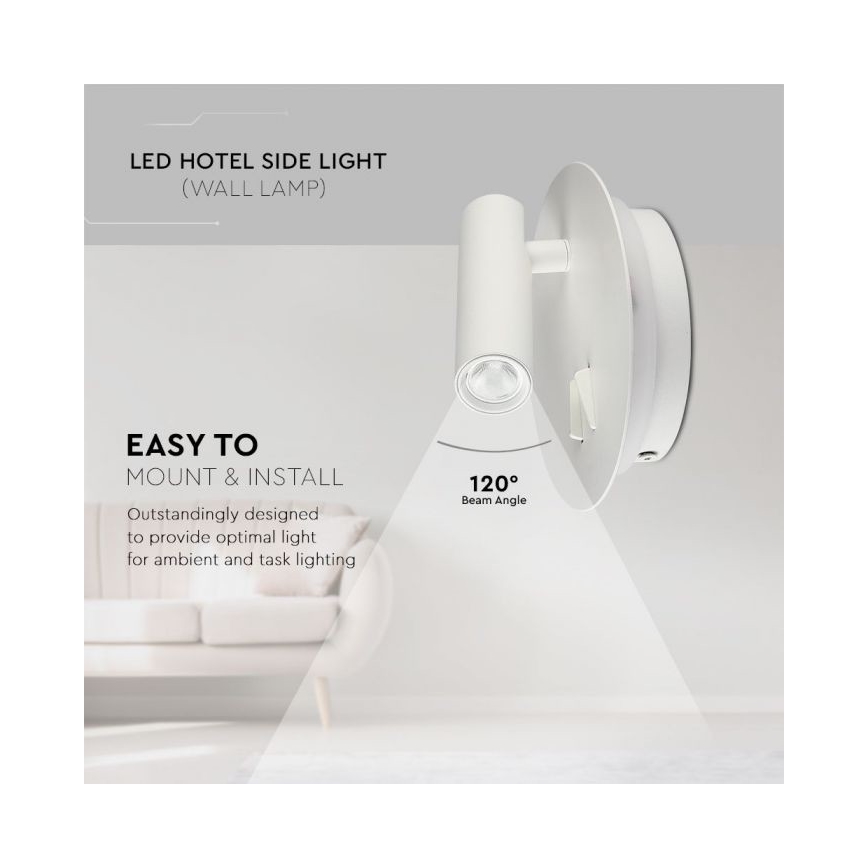 LED Stenska svetilka LED/3W/230V + LED/6W/230V 3000K bela