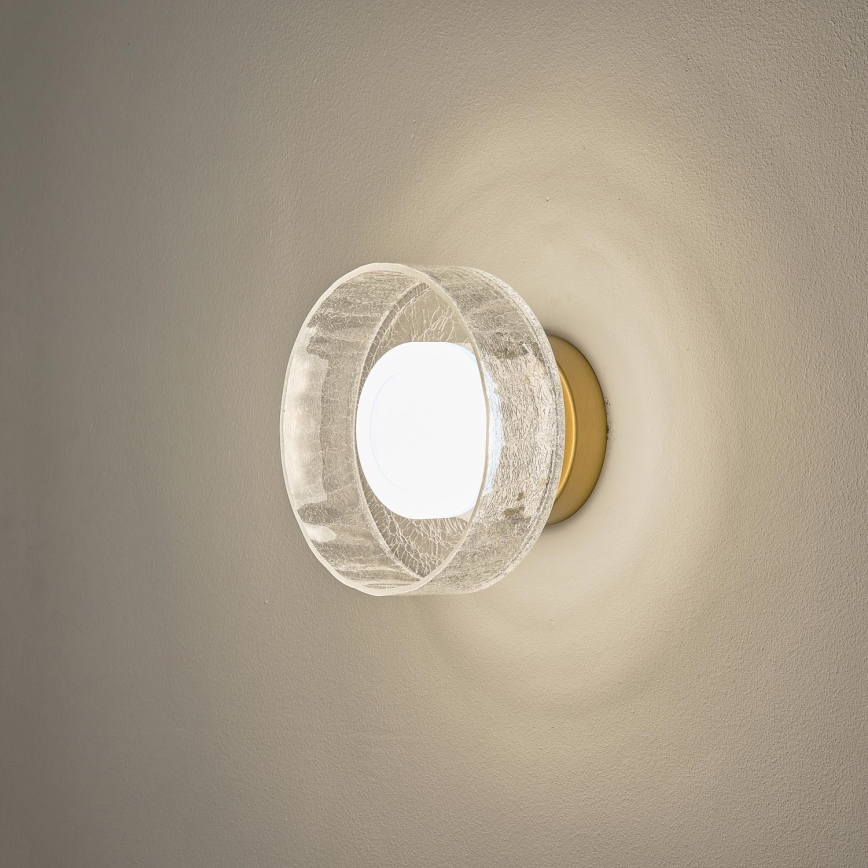 LED Stenska svetilka LED/8W/230V 3000K zlata/prozorna