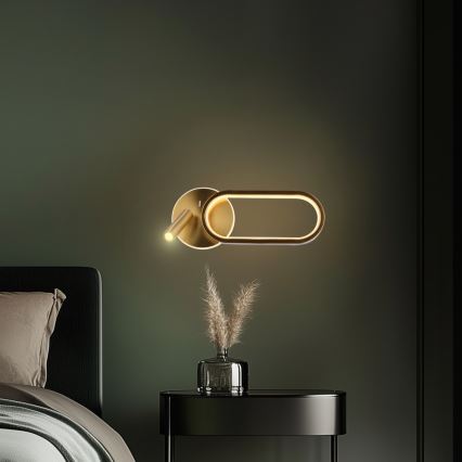 LED Stenska svetilka MONET LED/13W/230V + LED/2W 3000/4000/6000K zlata